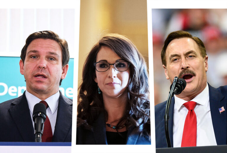 Ron DeSantis, Lauren Boebert and Mike Lindell (Photo illustration by Salon/Getty Images)