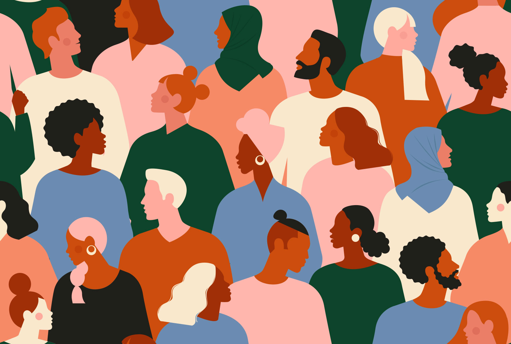 Illustration of a diverse group of people (Getty Images/Angelina Bambina)