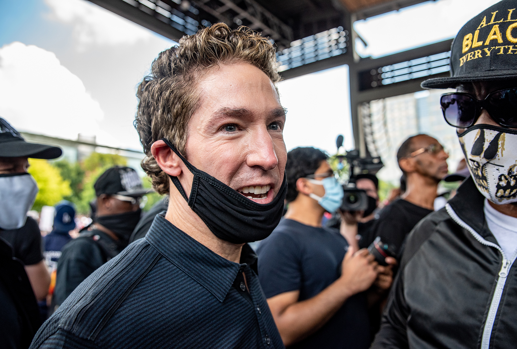 Pastor Joel Osteen arrives before a march in honor of George Floyd on June 2, 2020 in Houston, Texas. (Sergio Flores/Getty Images)