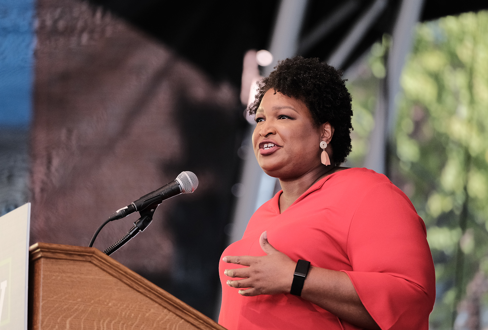 Voting rights activist Stacey Abrams speaks during a get-out-the-vote rally for Democratic gubernatorial candidate, former Virginia Gov. Terry McAuliffe at Ting Pavilion on October 24, 2021 in Charlottesville, Virginia. (Eze Amos/Getty Images)