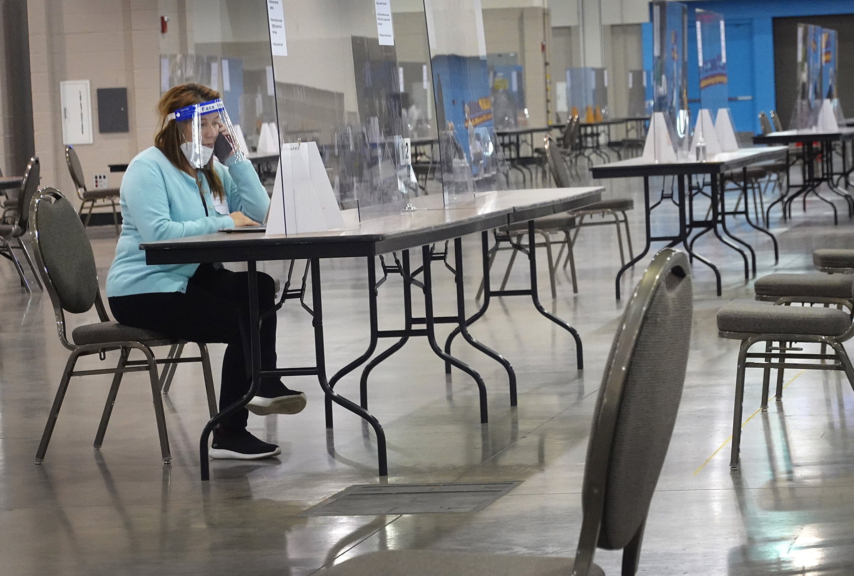 Wisconsin election officials wait as procedural issues are argued during the process of recounting ballots from the Nov. 3, 2020 election. (Scott Olson/Getty Images)