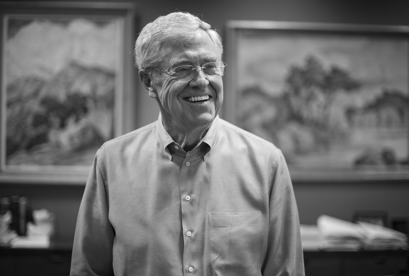 Charles Koch, 79, is photographed in his office at Koch Industries in Wichita, Kansas, on Wednesday, July 29, 2015. (Nikki Kahn/The Washington Post via Getty Images)