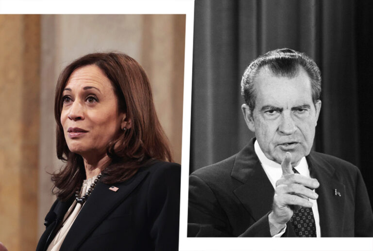 Kamala Harris and Richard Nixon (Photo illustration by Salon/Getty Images)