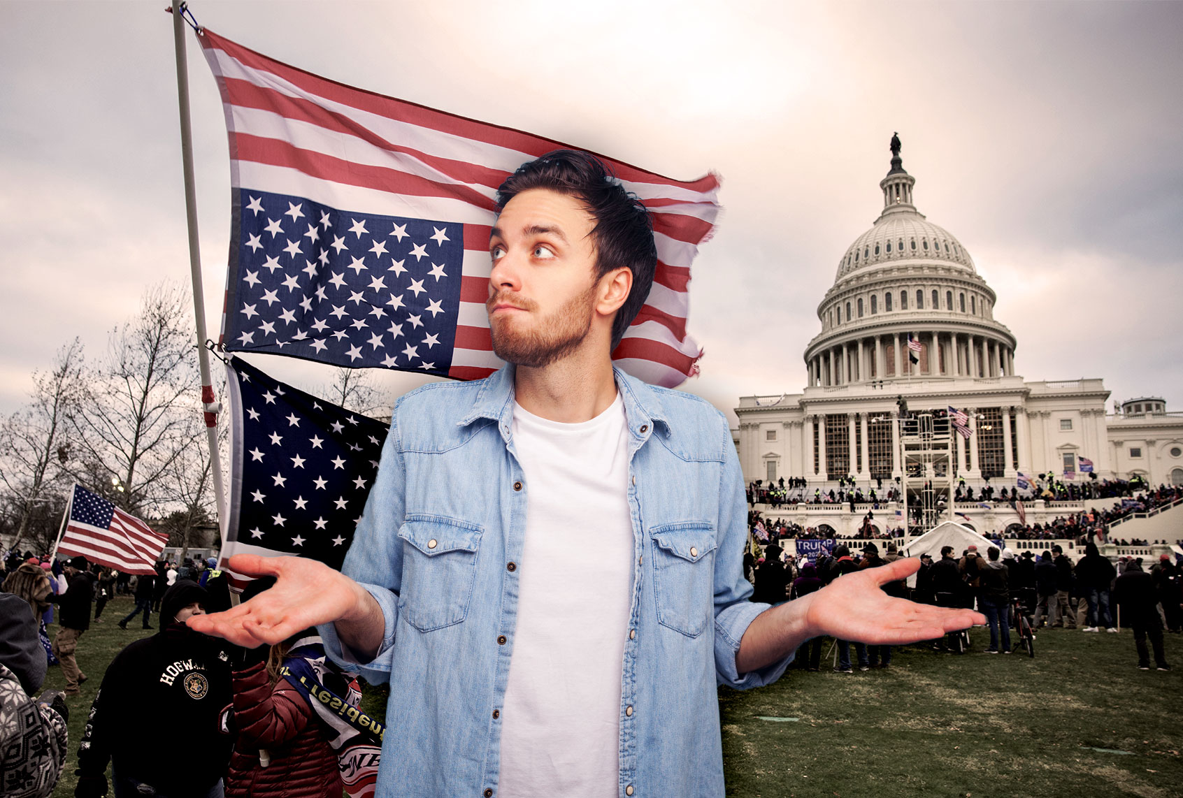 Man Shrugging | January 6, 2021 Capitol Riot (Photo illustration by Salon/Getty Images)
