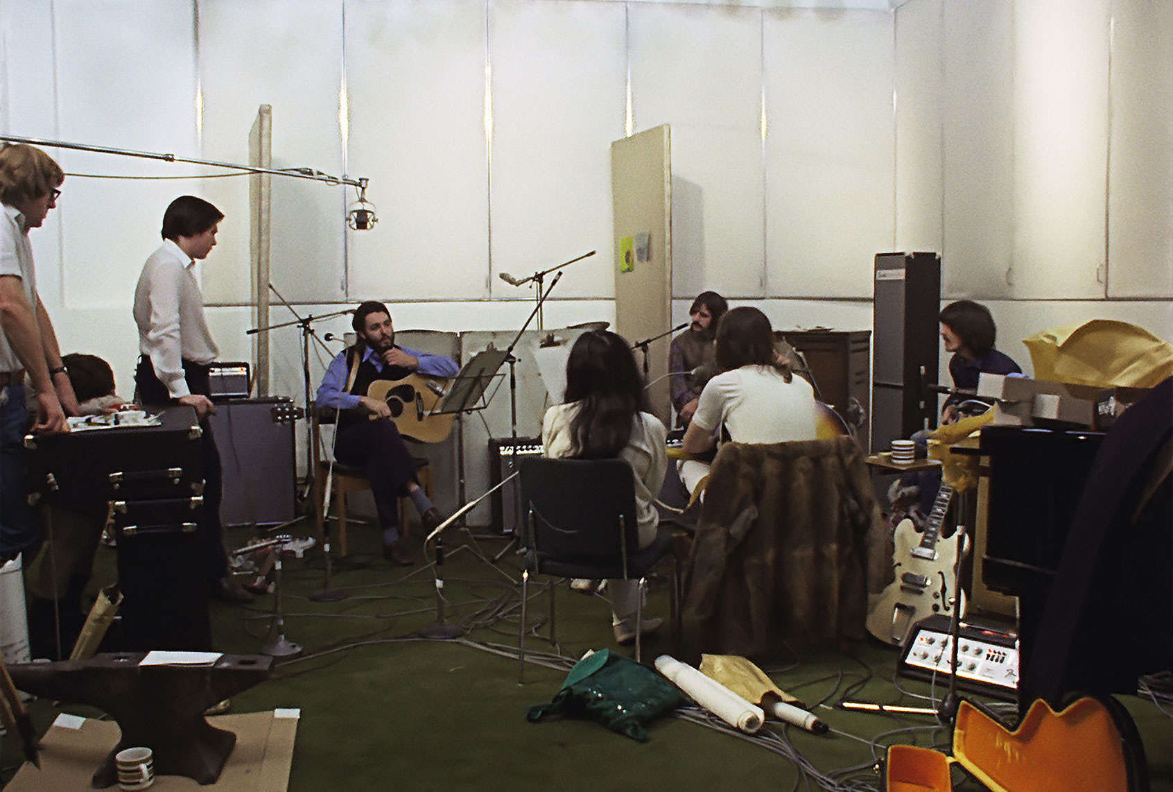Paul McCartney, Ringo Starr, George Harrison and John Lenon in "The Beatles: Get Back" (Apple Corps Ltd./Disney+)