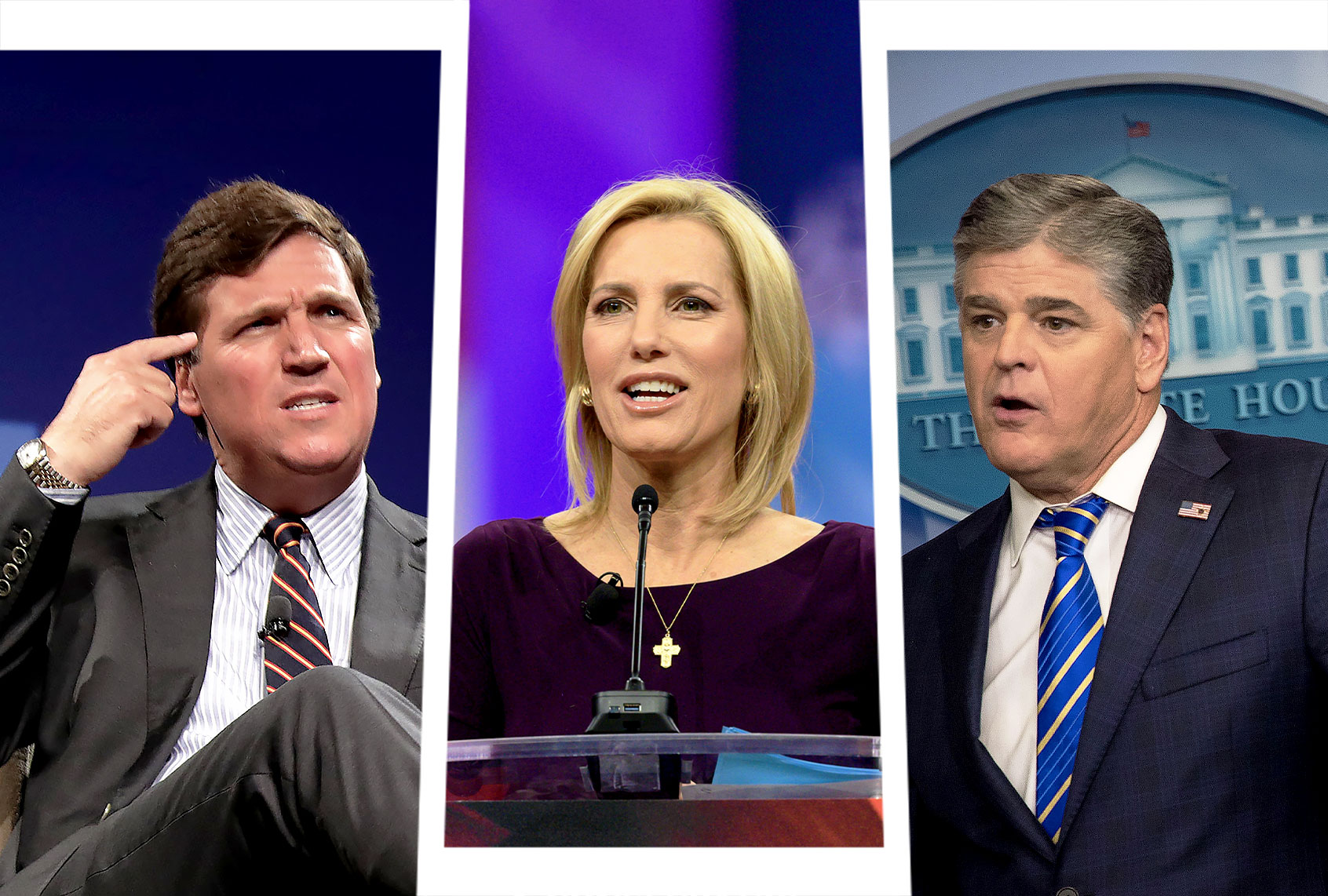Tucker Carlson, Laura Ingraham and Sean Hannity (Photo illustration by Salon/Getty Images)