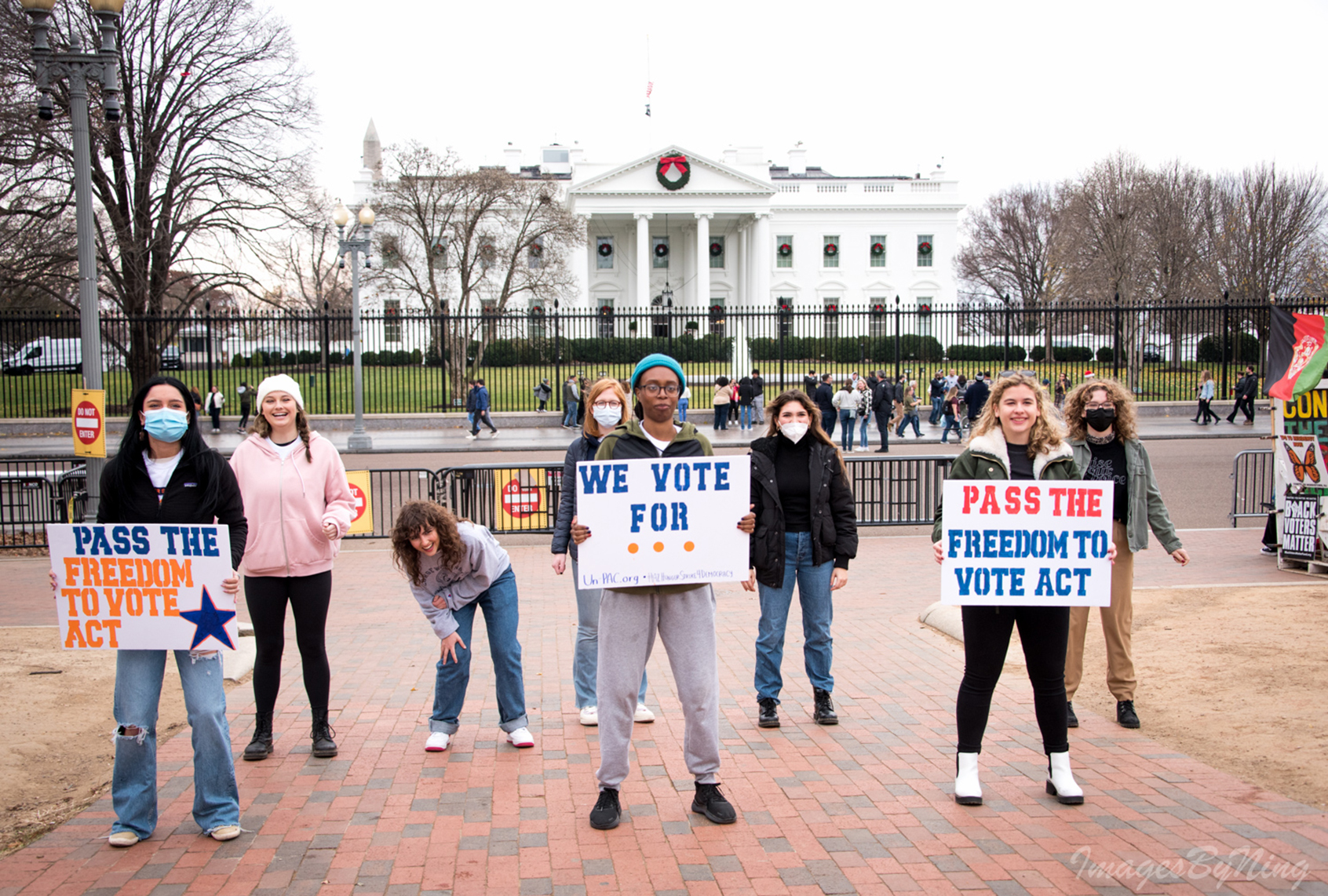 Un-PAC hunger strikers protesting outside the White House in favor of voting rights legislation. (Courtesy Aiden Duffy)