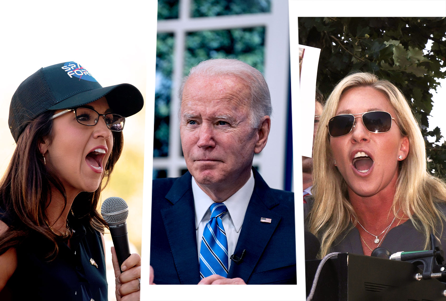 Lauren Boebert, Joe Biden and Marjorie Taylor Greene (Photo illustration by Salon/Getty Images)