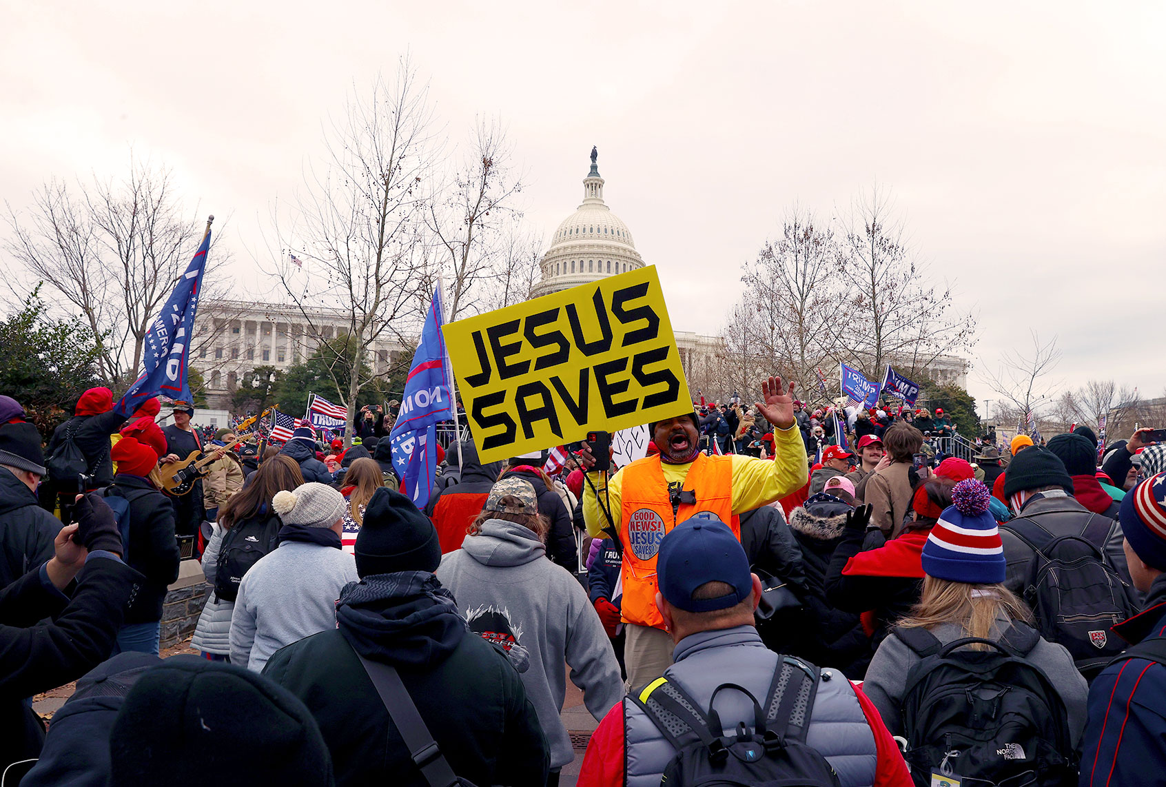 Protesters gather outside the U.S. Capitol Building on January 06, 2021 in Washington, DC. (Tasos Katopodis/Getty Images)