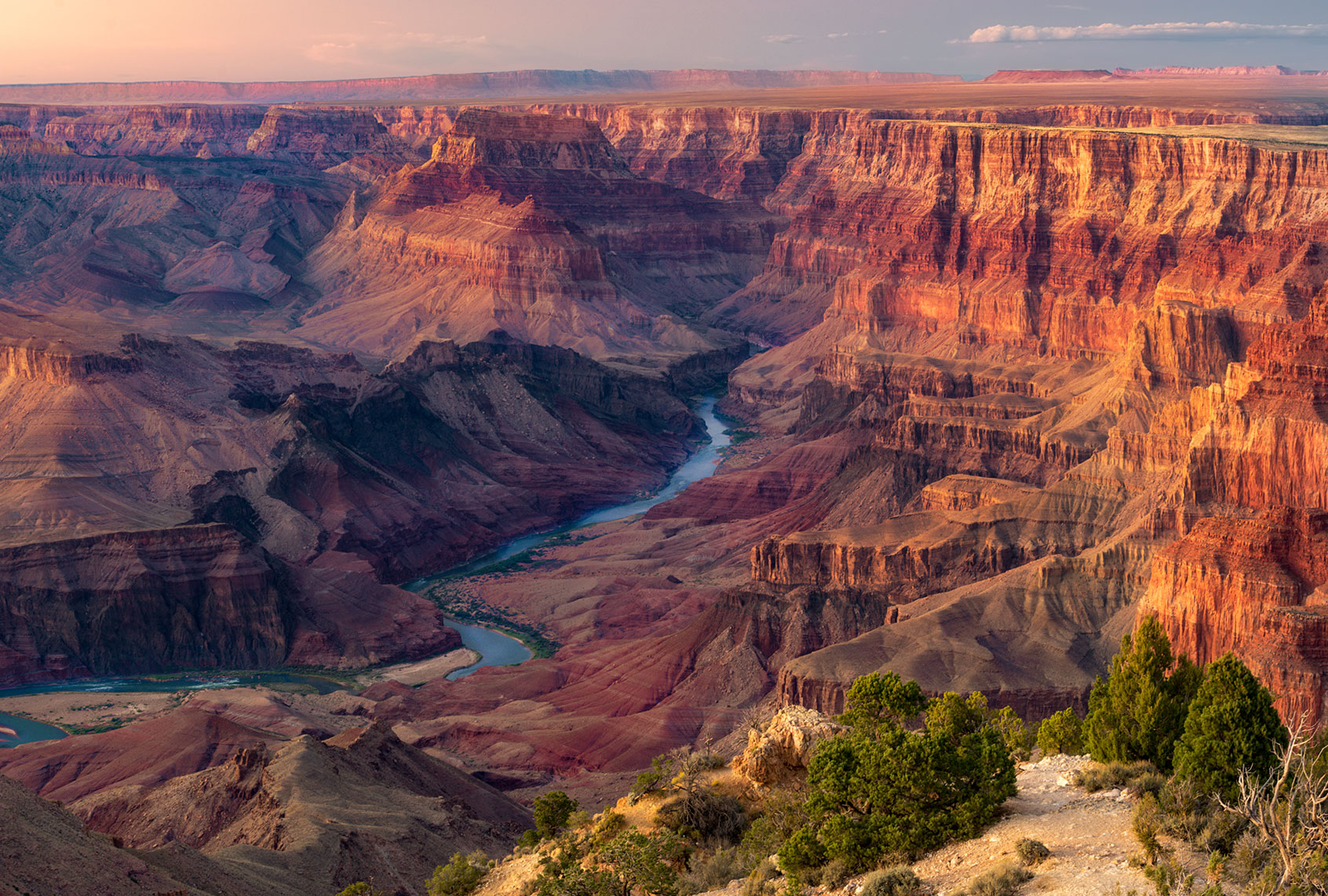 Colorful sunset overlooking the Colorado River deep in the Grand Canyon (Dean Fikar/Getty Images)