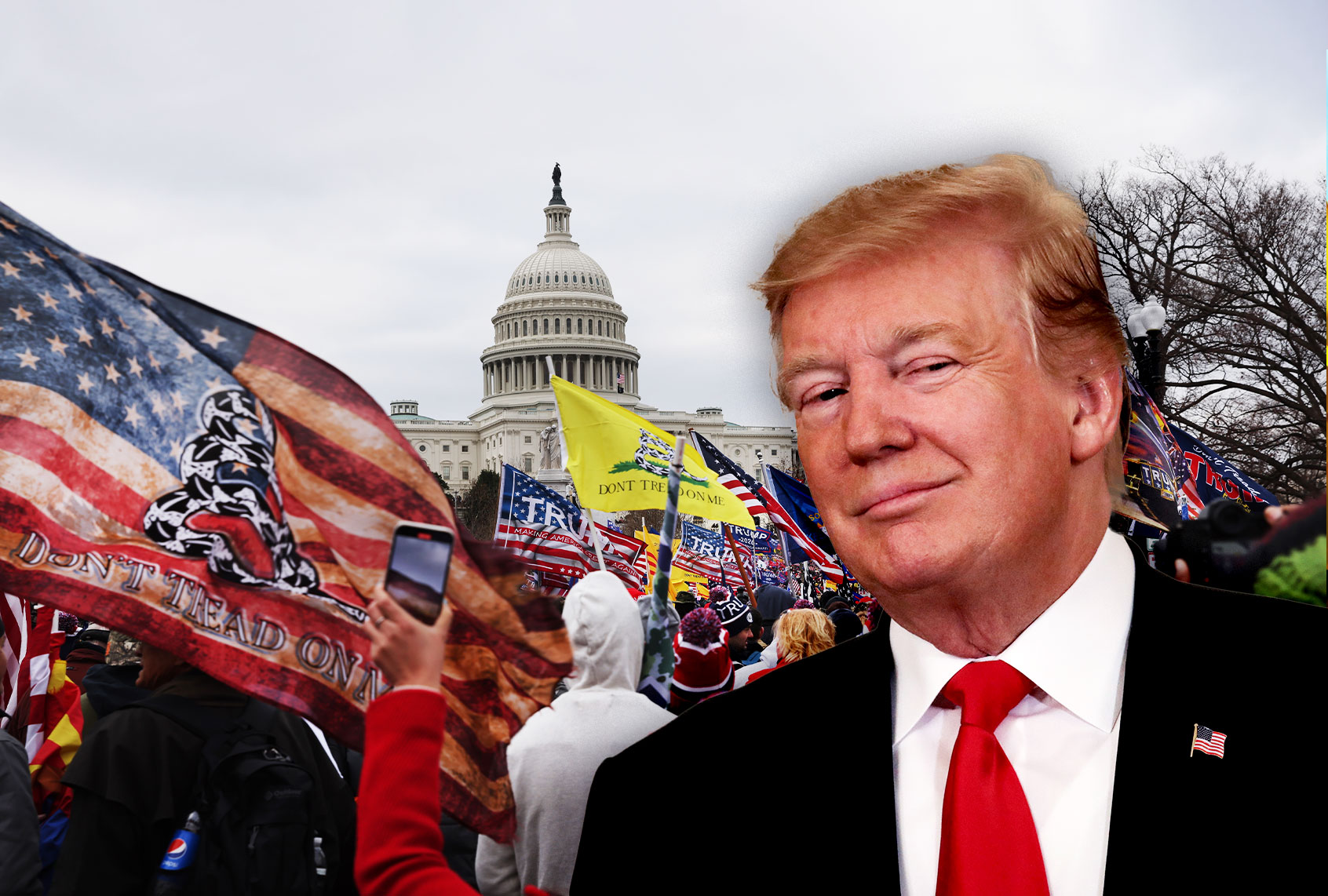 Thousands of Donald Trump supporters gather outside the U.S. Capitol building following a "Stop the Steal" rally on January 06, 2021 in Washington, DC. (Photo illustration by Salon/Getty Images)