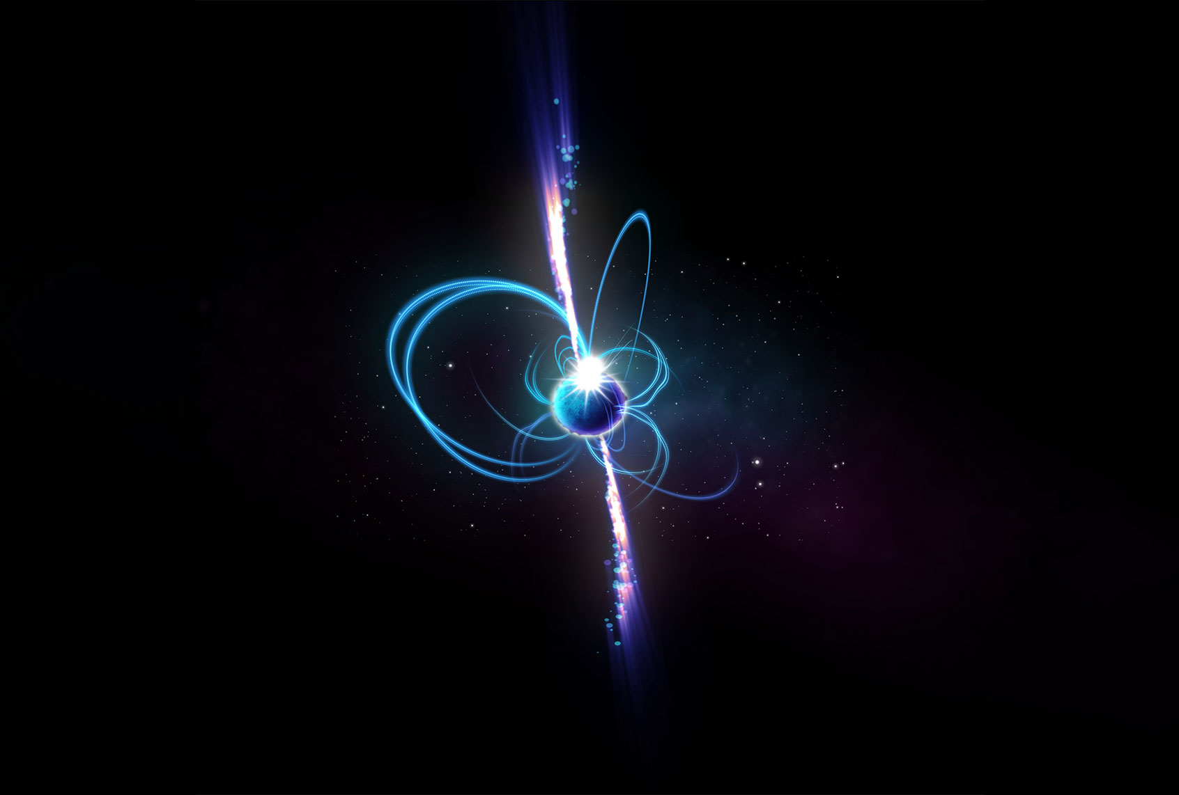 Magnetar. An artist’s impression of what the object might look like if it’s a magnetar. Magnetars are incredibly magnetic neutron stars, some of which sometimes produce radio emission. Known magnetars rotate every few seconds, but theoretically, “ultra-long period magnetars” could rotate much more slowly. (Photo courtesy of The International Centre for Radio Astronomy Research (ICRAR))
