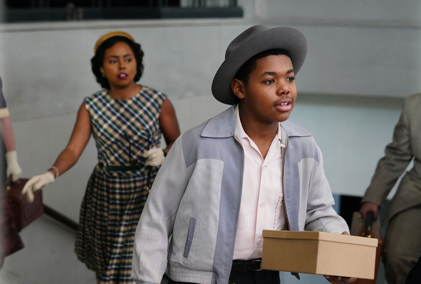 Adrienne Warren as Marnie Till-Mobley and Cedric Joe as Emmett Till in "Women of the Movement" (ABC/James Van Evers)