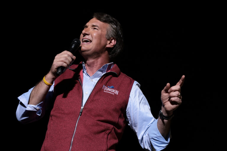 Virginia Republican gubernatorial candidate Glenn Youngkin speaks at a campaign rally at the Loudon County Fairground on November 01, 2021 in Leesburg, Virginia. (Anna Moneymaker/Getty Images)