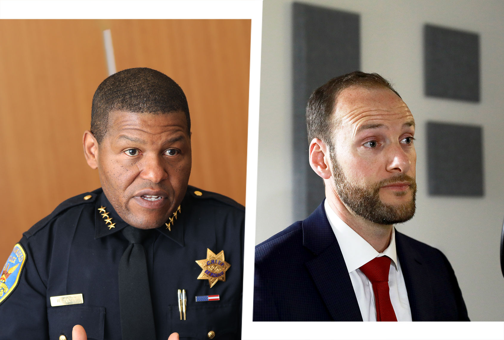 San Fransisco Police Chief Bill Scott and San Francisco District Attorney Chesa Boudin (Photo illustration by Salon/Getty Images)