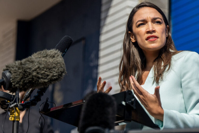Rep. Alexandria Ocasio-Cortez, D-N.Y., speaks during a news conference at the "Get Out the Vote" rally on Feb. 12, 2022 in San Antonio, Texas. (Brandon Bell/Getty Images)