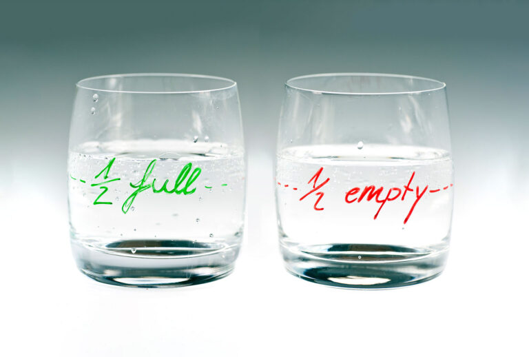 Glasses half-full and half-empty (Getty Images/wakila)