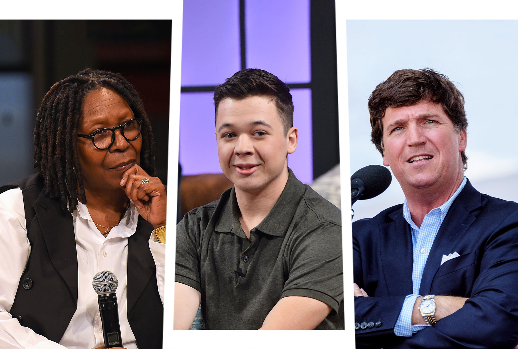 Whoopi Goldberg, Kyle Rittenhouse and Tucker Carlson (Photo illustration by Salon/Getty Images)