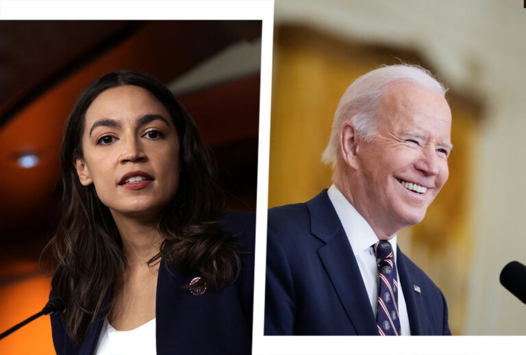 Alexandria Ocasio-Cortez and Joe Biden (Photo illustration by Salon/Getty Images)