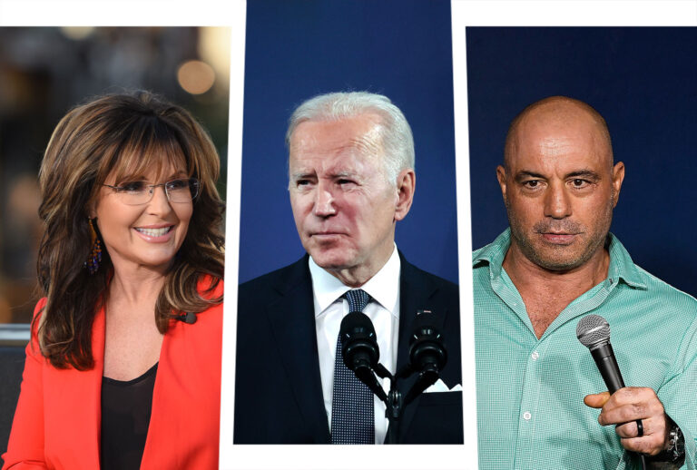 Sarah Palin, Joe Biden and Joe Rogan (Photo illustration by Salon/Getty Images)