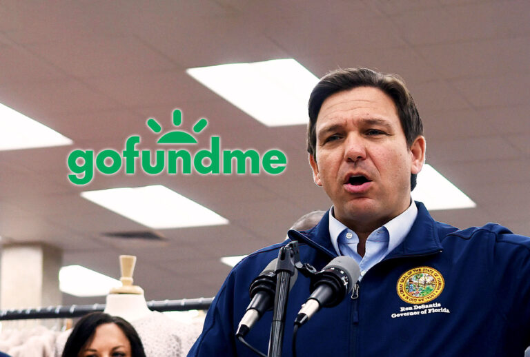 Ron DeSantis | GoFundMe logo (Photo illustration by Salon/Getty Images/GoFundMe)