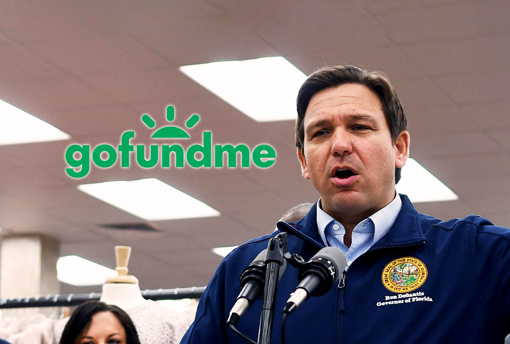 Ron DeSantis | GoFundMe logo (Photo illustration by Salon/Getty Images/GoFundMe)