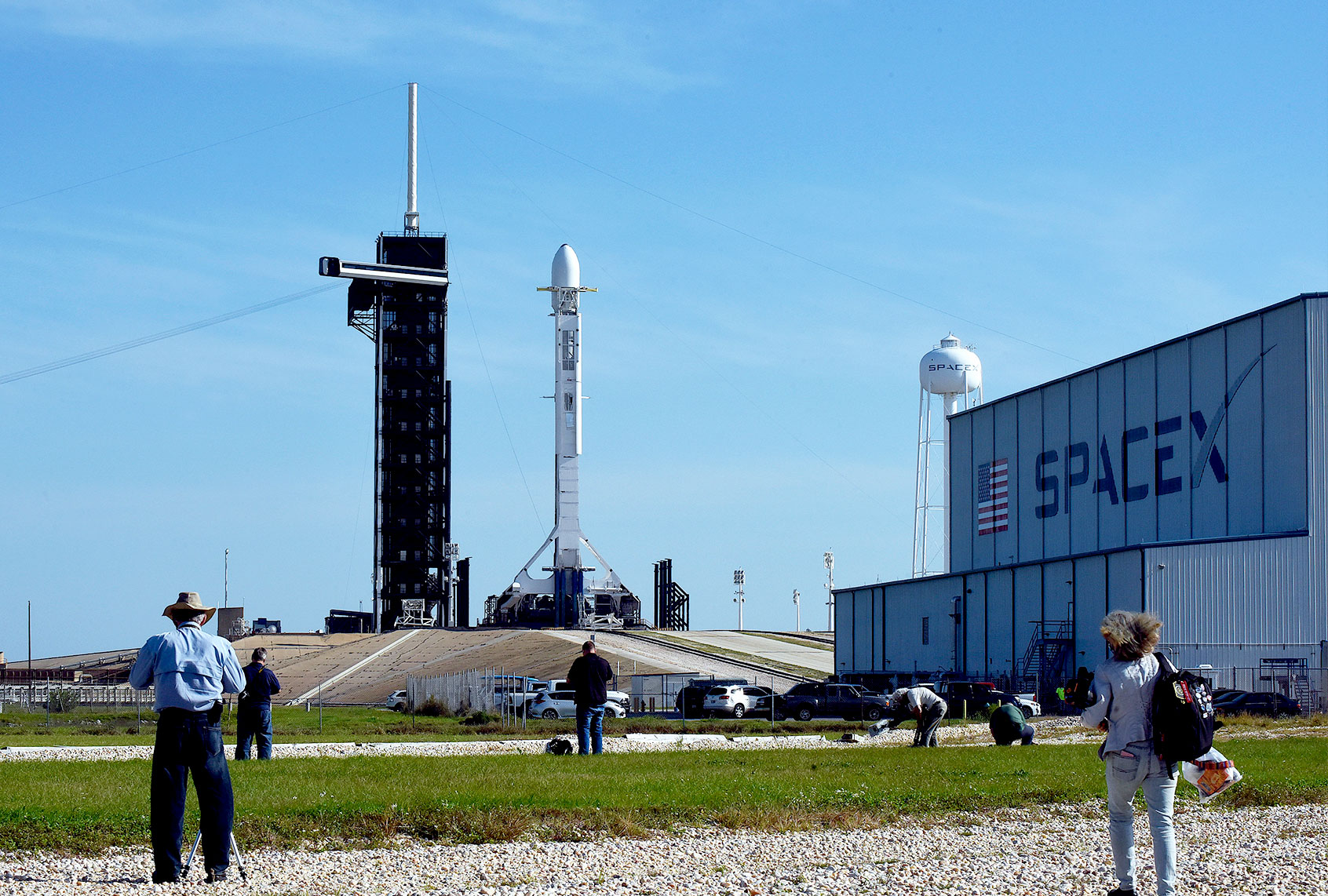 A SpaceX Falcon 9 rocket carrying the seventh batch of 60 Starlink satellites which will provide global internet service stands ready for launch on April 22, 2020 at Kennedy Space Center's pad 39A. (Paul Hennessy/SOPA Images/LightRocket via Getty Images)