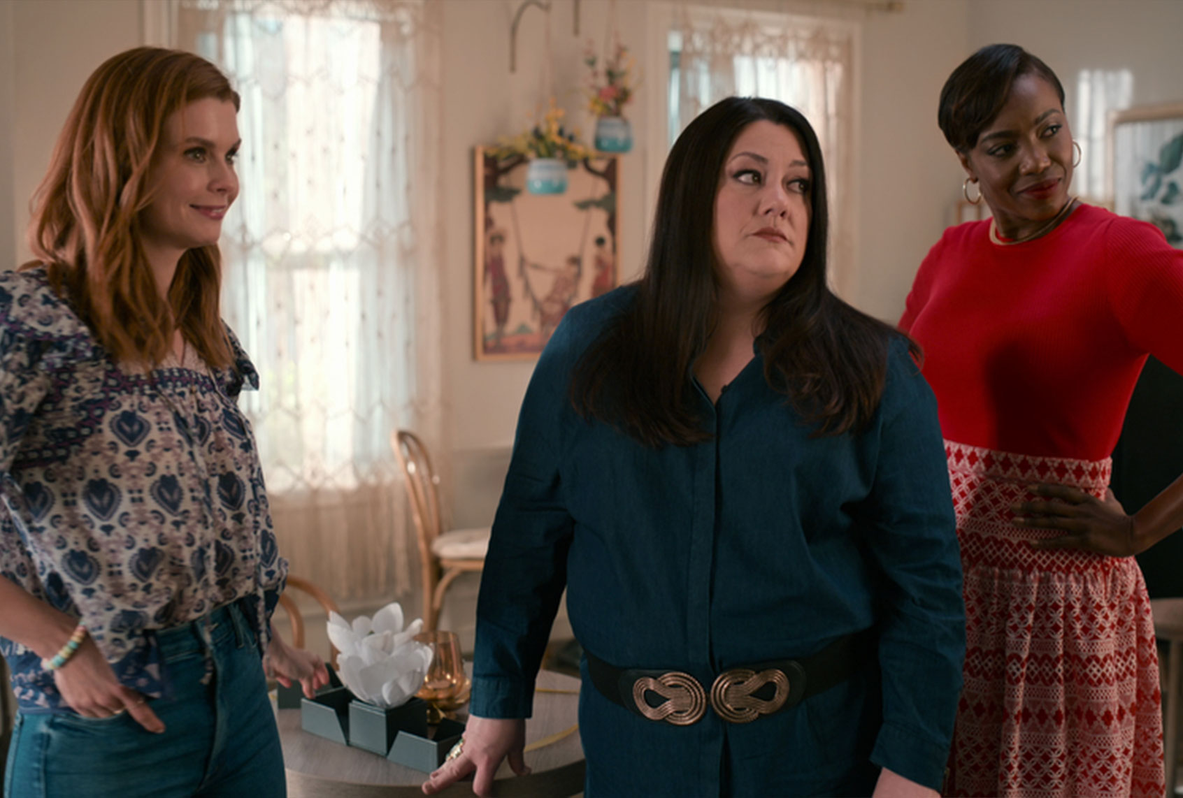 Joanna Garcia Swisher as Maddie Townsend, Brooke Elliott as Dana Sue Sullivan, Heather Headley as Hele in "Sweet Magnolias" (Netflix)