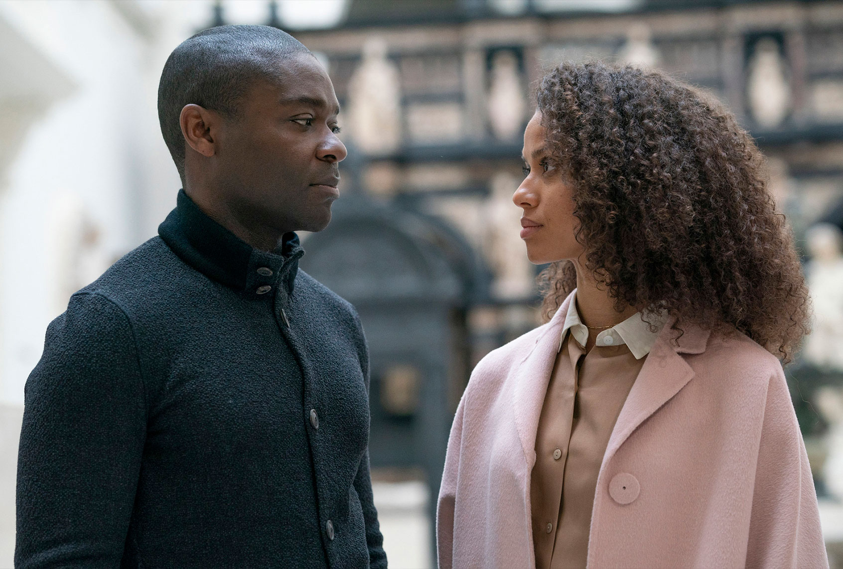 David Oyelowo and Gugu Mbatha-Raw in "The Girl Before" (Amanda Searle/HBO Max)
