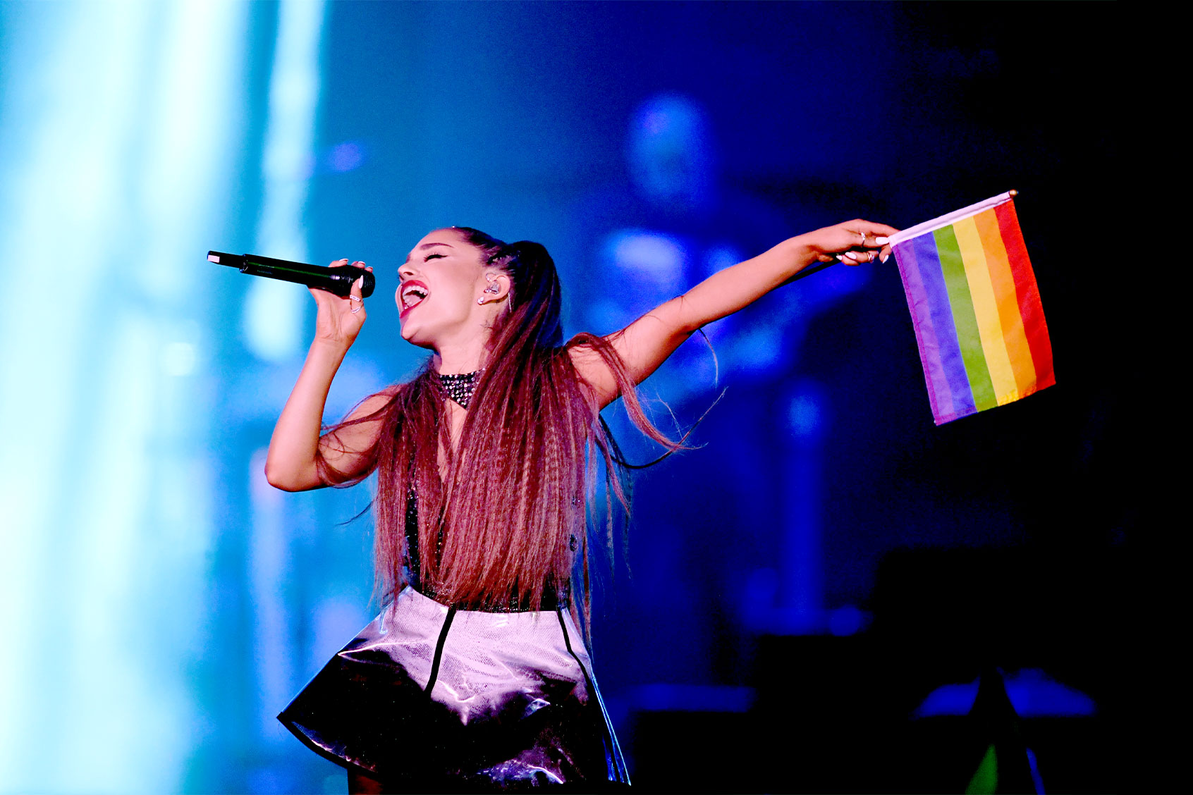 Ariana Grande performs onstage during the 2018 iHeartRadio Wango Tango by AT&T at Banc of California Stadium on June 2, 2018 in Los Angeles, California. (Kevin Winter/Getty Images for iHeartMedia)