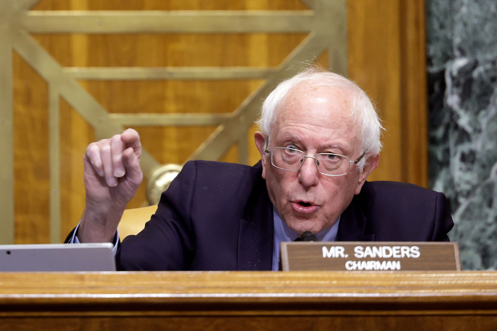 U.S. Sen. Bernie Sanders (I-VT), Chairman of the Senate Budget Committee speaks at a hearing at the Dirksen Senate Office Building on March 30, 2022 in Washington, DC. (Kevin Dietsch/Getty Images)