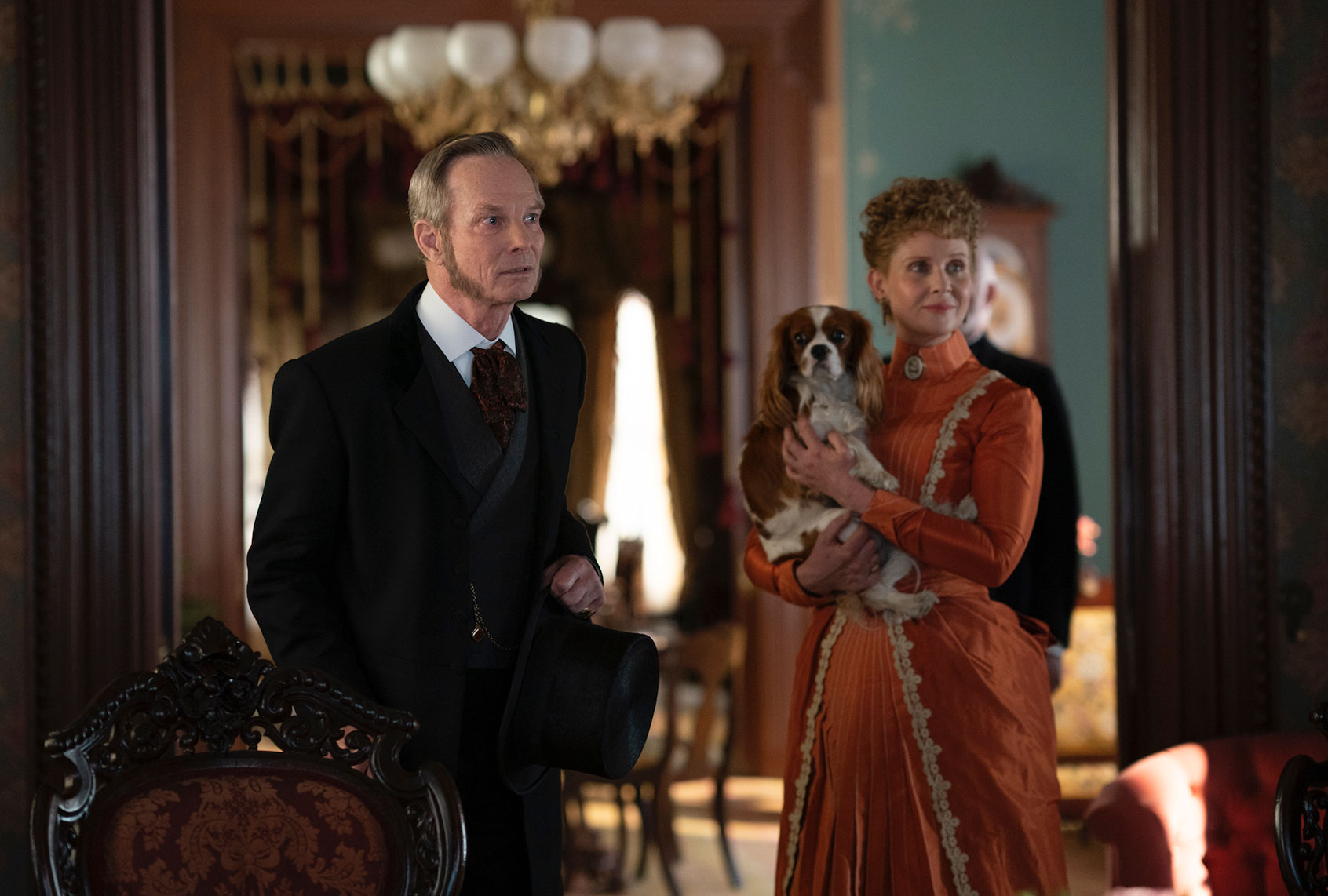 Bill Irwin, Cynthia Nixon and Pumpkin in "The Gilded Age" (Alison Cohen Rosa/HBO)