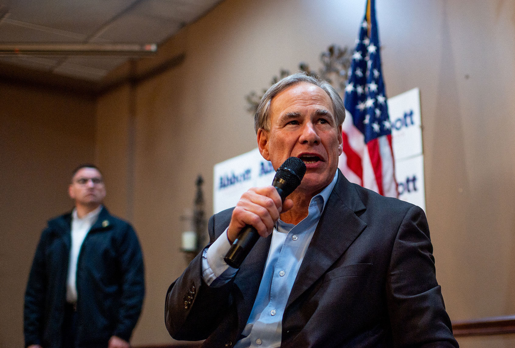 Texas Gov. Greg Abbott speaks during the 'Get Out The Vote' campaign event on February 23, 2022 in Houston, Texas. Gov. Greg Abbott joined staff at Fratelli's Ristorante to campaign for reelection and encourage supporters ahead of this year's early voting. (Brandon Bell/Getty Images)