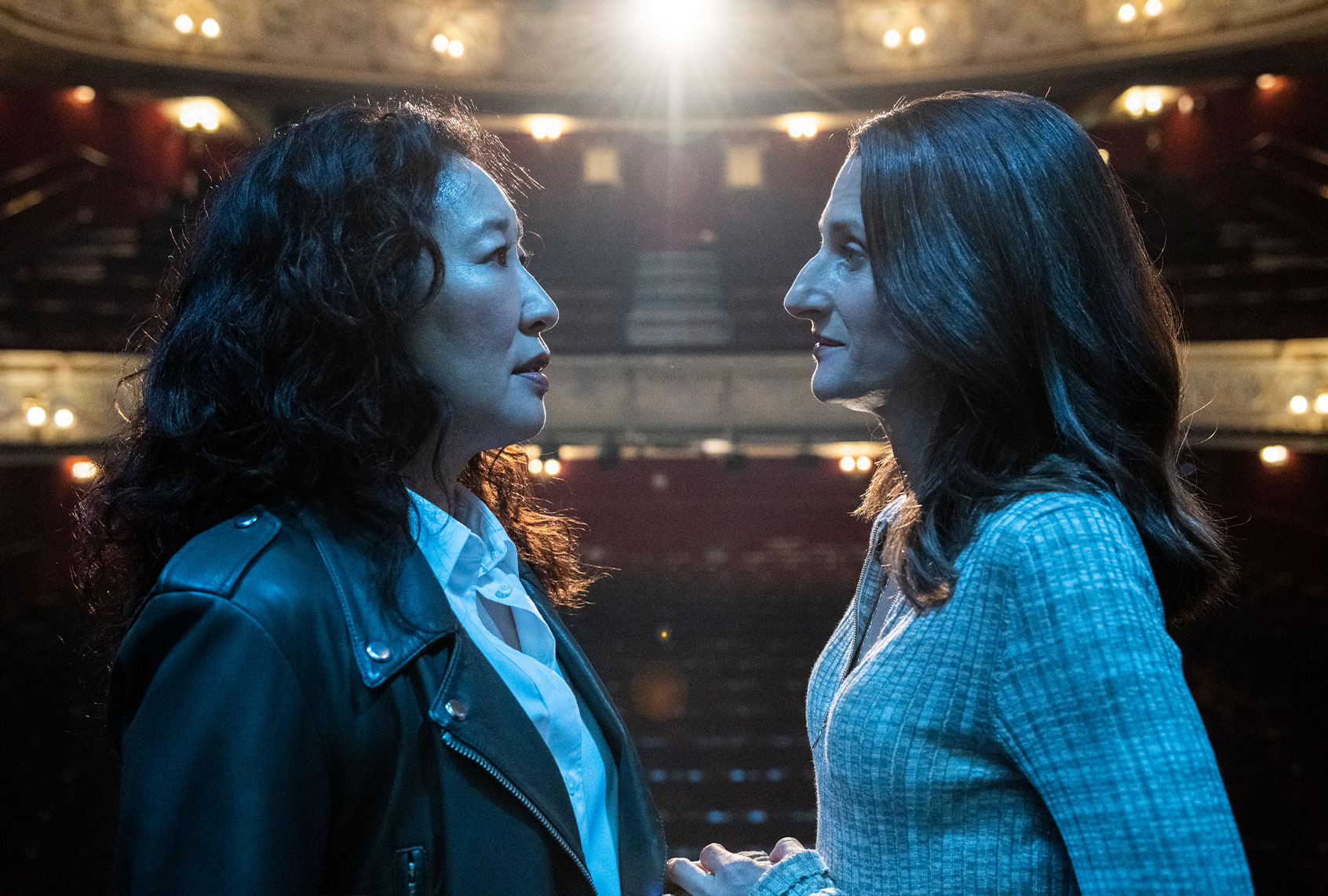Sandra Oh as Eve Polastri and Camille Cottin as Helene in "Killing Eve" (Anika Molnar/BBCA)
