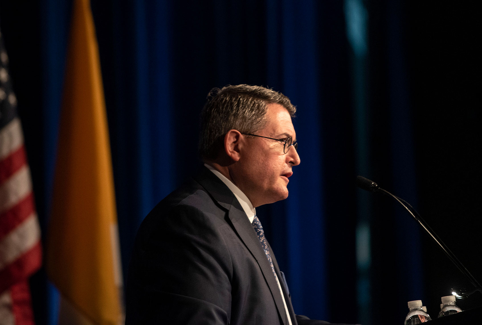 Leonard Leo speaks at the National Catholic Prayer Breakfast in Washington DC on April 23, 2019. (Michael Robinson Chavez/The Washington Post via Getty Images)