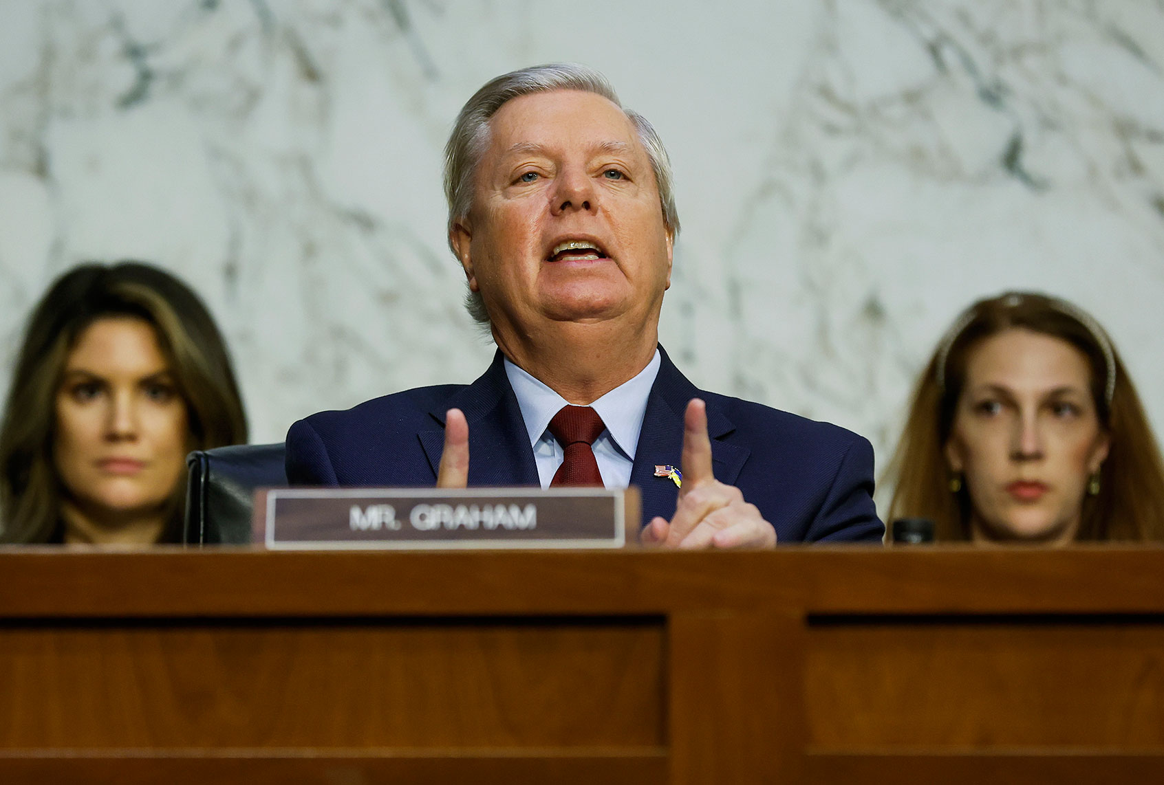 Sen. Lindsey Graham (R-SC) questions U.S. Supreme Court nominee Judge Ketanji Brown Jackson during her Senate Judiciary Committee confirmation hearing in the Hart Senate Office Building on Capitol Hill, March 23, 2022 in Washington, DC. Judge Ketanji Brown Jackson, President Joe Biden’s pick to replace retiring Justice Stephen Breyer on the U.S. Supreme Court, would become the first Black woman to serve on the Supreme Court if confirmed. (Chip Somodevilla/Getty Images)