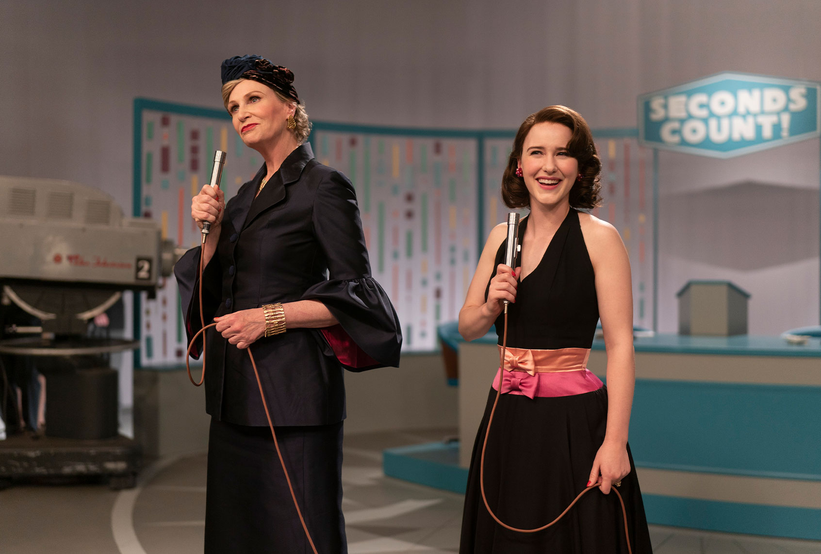 Jane Lynch as Sophie Lennon and Rachel Brosnahan as Midge Maisel in "The Marvelous Mrs. Maisel" (Prime Video)