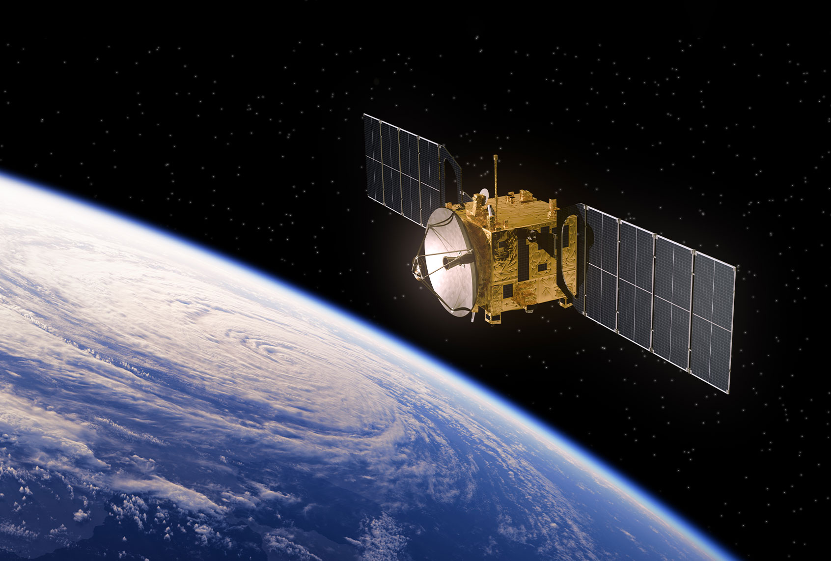 Satellite Orbiting Earth (Getty Images/3DSculptor)