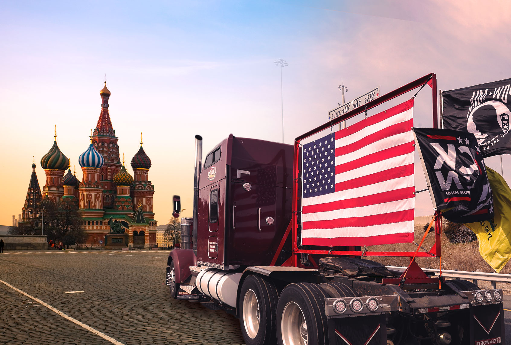 "The People's Convoy" truck headed toward the Kremlin (Photo illustration by Salon/Getty Images)