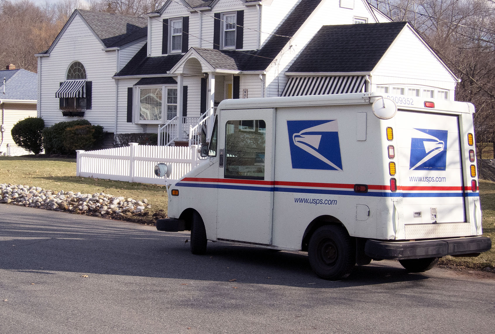 A U.S. Post Office truck sits parked in a suburban neighborhood February 10, 2022 in NORTH HALEDON, NJ. (Michael Bocchieri/Getty Images)