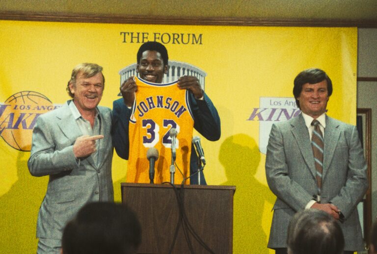 John C. Reilly, Quincy Isaiah and Jason Clarke in "Winning Time: The Rise of the Lakers Dynasty" (Warrick Page/HBO)