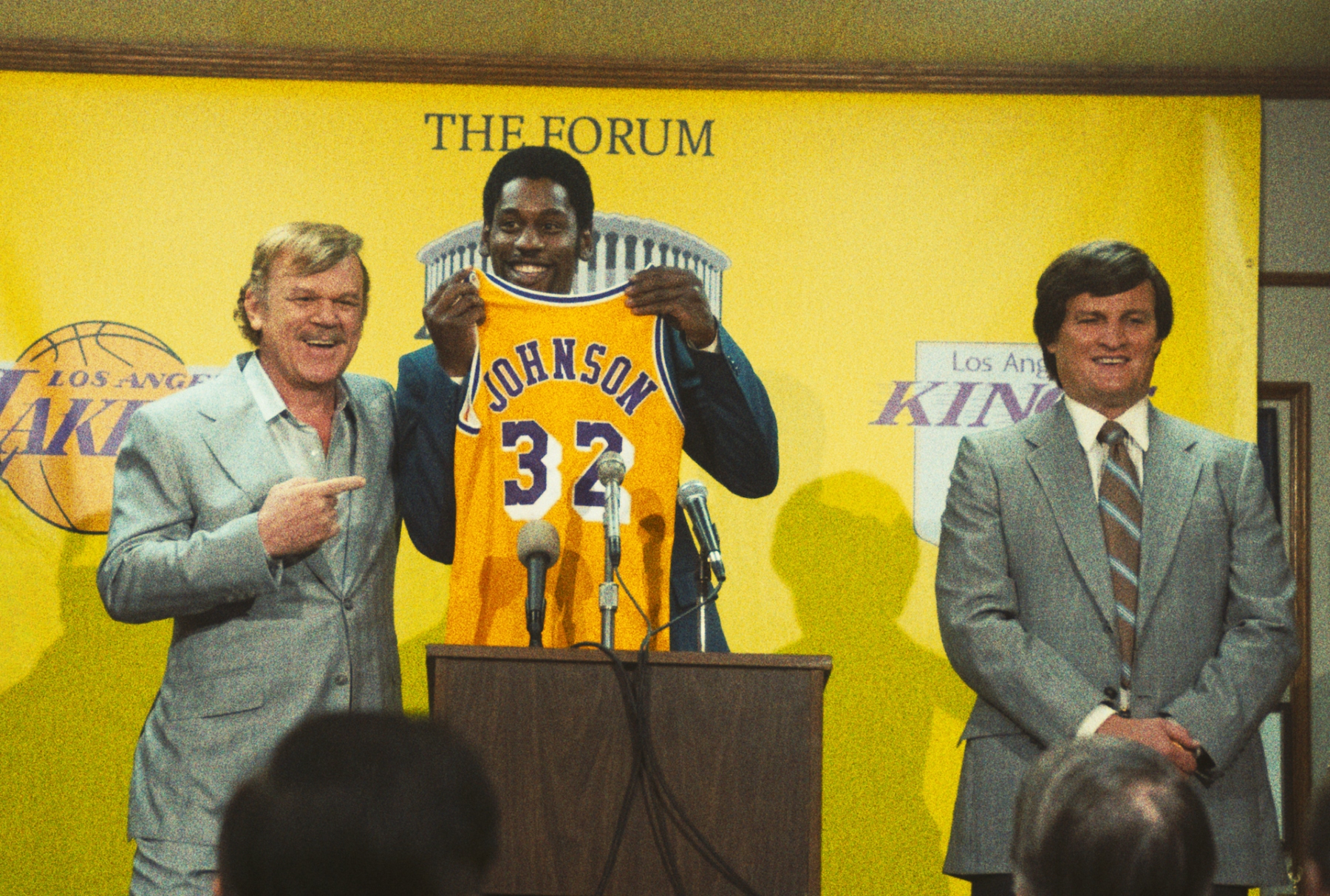 John C. Reilly, Quincy Isaiah and Jason Clarke in "Winning Time: The Rise of the Lakers Dynasty" (Warrick Page/HBO)