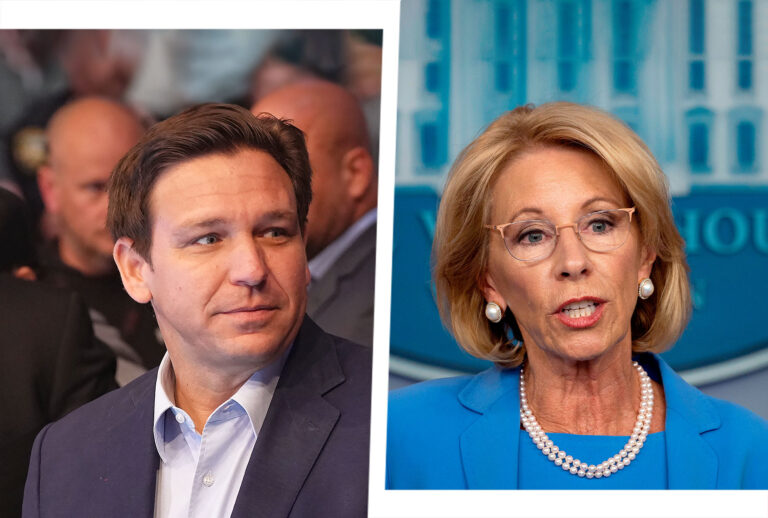 Ron DeSantis and Betsy DeVos (Photo illustration by Salon/Getty Images)