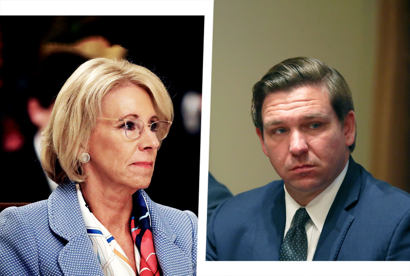 Betsy DeVos and Ron DeSantis (Photo illustration by Salon/Getty Images)