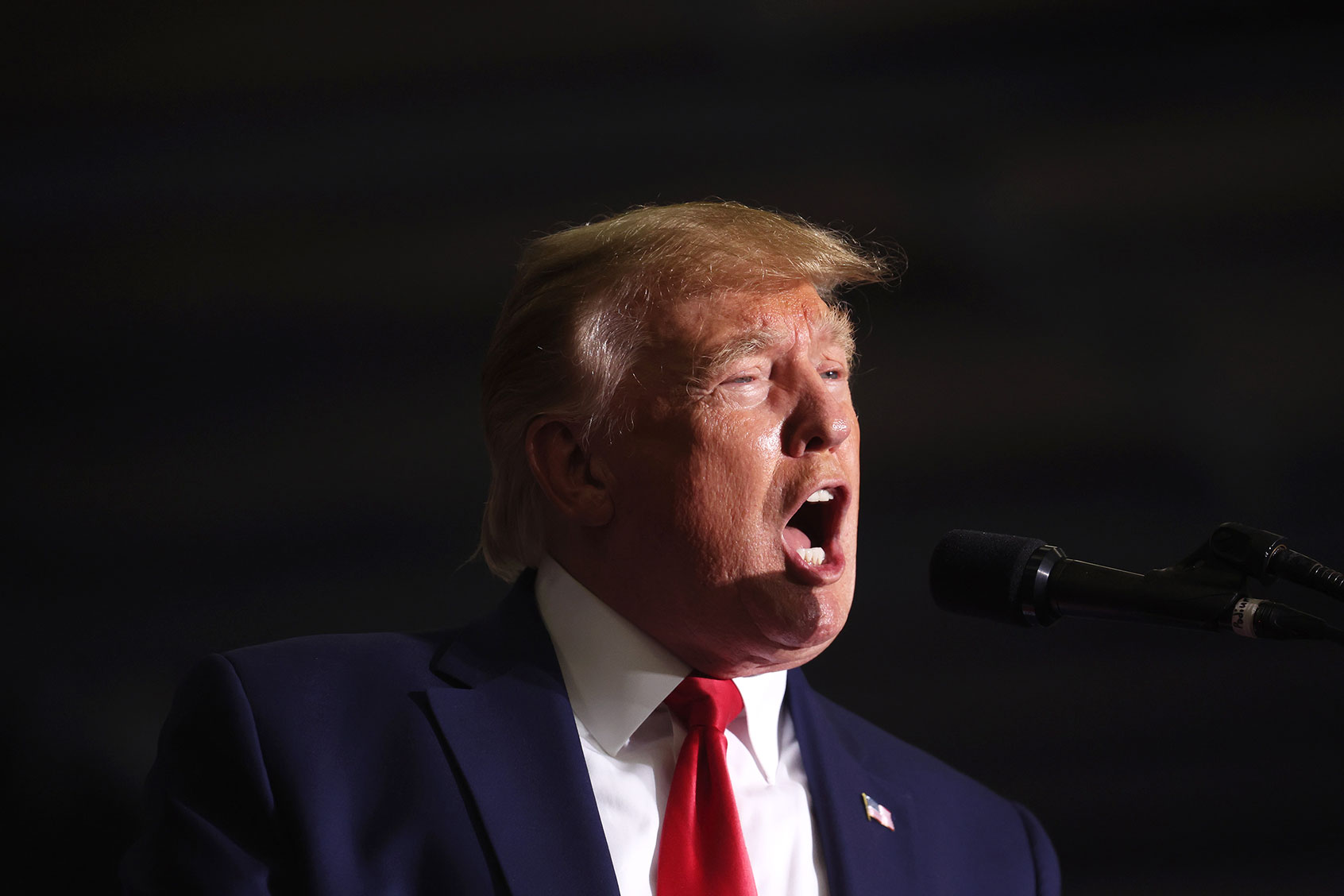 Former President Donald Trump speaks to supporters at a rally on April 02, 2022 near Washington, Michigan. (Scott Olson/Getty Images)