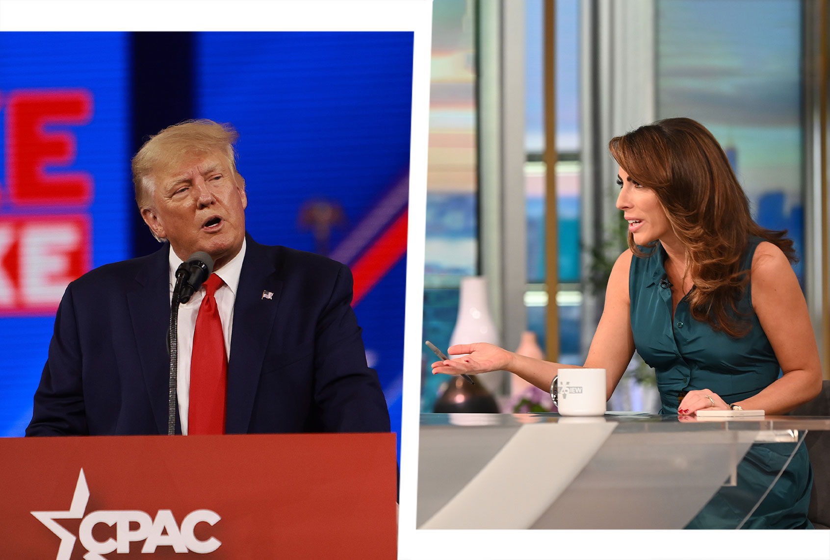 Donald Trump and Alyssa Farah (Photo illustration by Salon/Getty Images/Joe Raedle/ABC/Jenny Anderson)