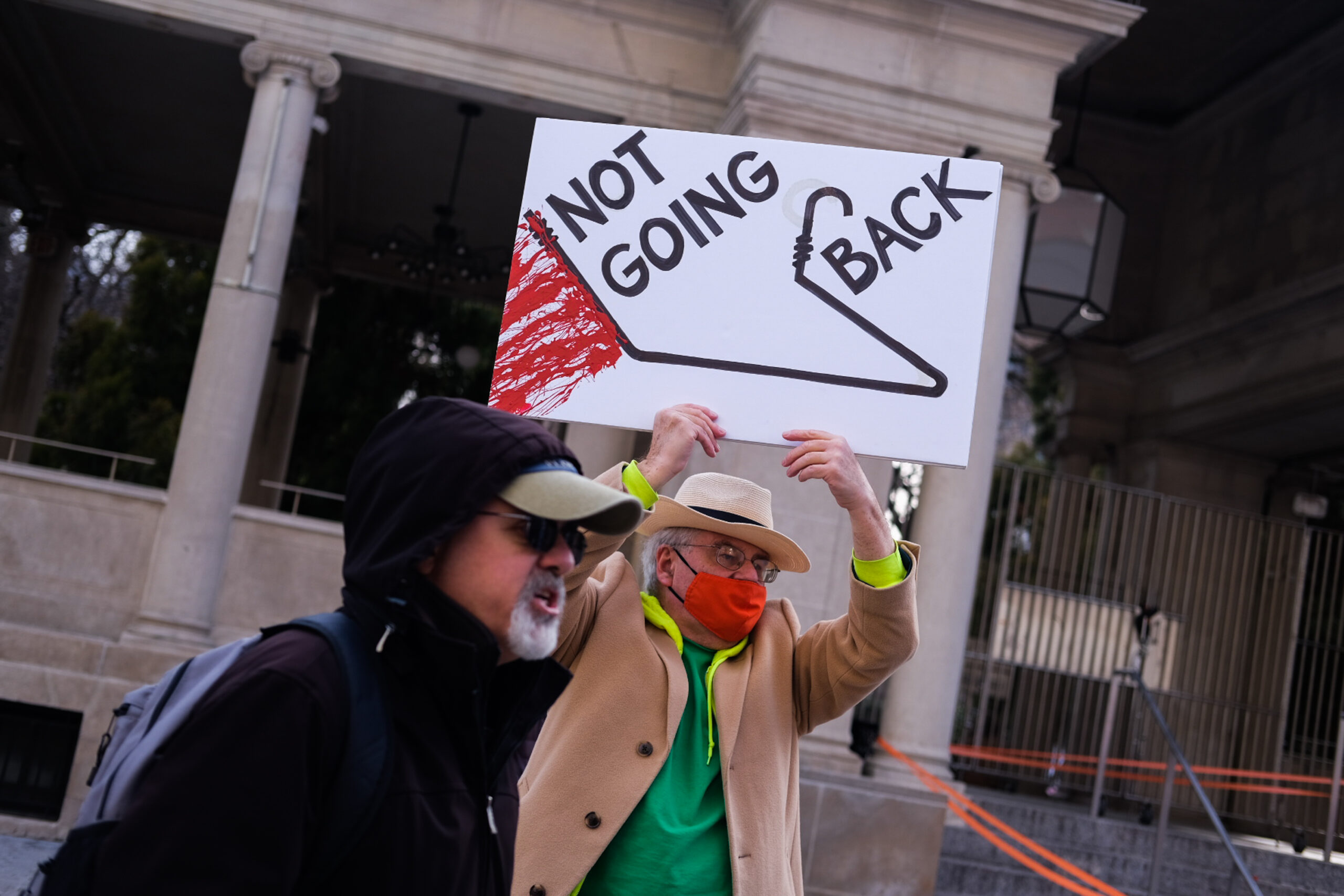 People participate in a rally organized by RiseUp4AbortionRights, which held rallies and marches nationwide to oppose the growing erosion of abortion rights on International Women's Day. (Wendy P. Romero/Long Visual Press/Universal Images Group via Getty Images)