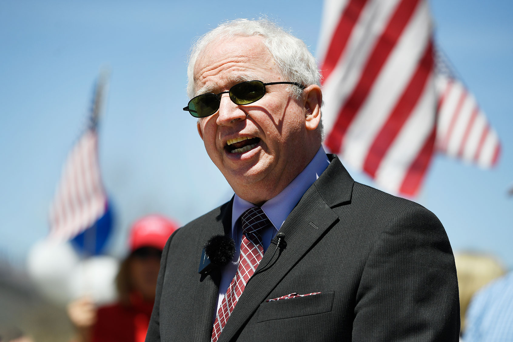 John Eastman, the University of Colorado Boulders visiting scholar of conservative thought and policy, speaks about his plans to sue the university at a news conference outside of CU Boulder on Thursday, April 29, 2021. (Andy Cross/MediaNews Group/The Denver Post via Getty Images)