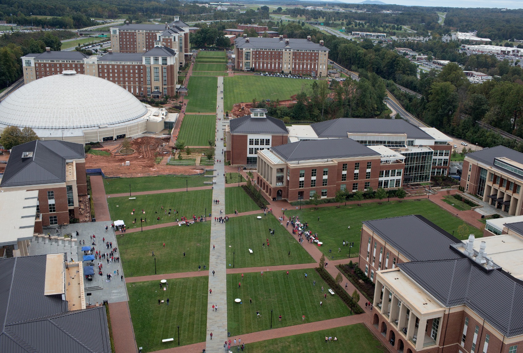 Students mingle on the campus lawn at Liberty University on October 20, 2018 in Lynchburg, Virginia. (Andrew Lichtenstein/Corbis via Getty Images)