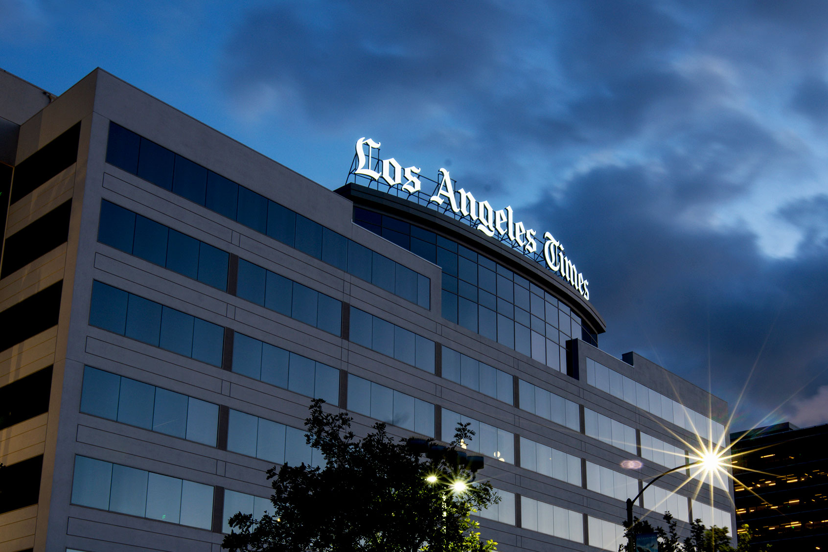 The Los Angeles Times building and newsroom along Imperial Highway on Friday, April 17, 2020 in El Segundo, CA. (Kent Nishimura / Los Angeles Times via Getty Images)
